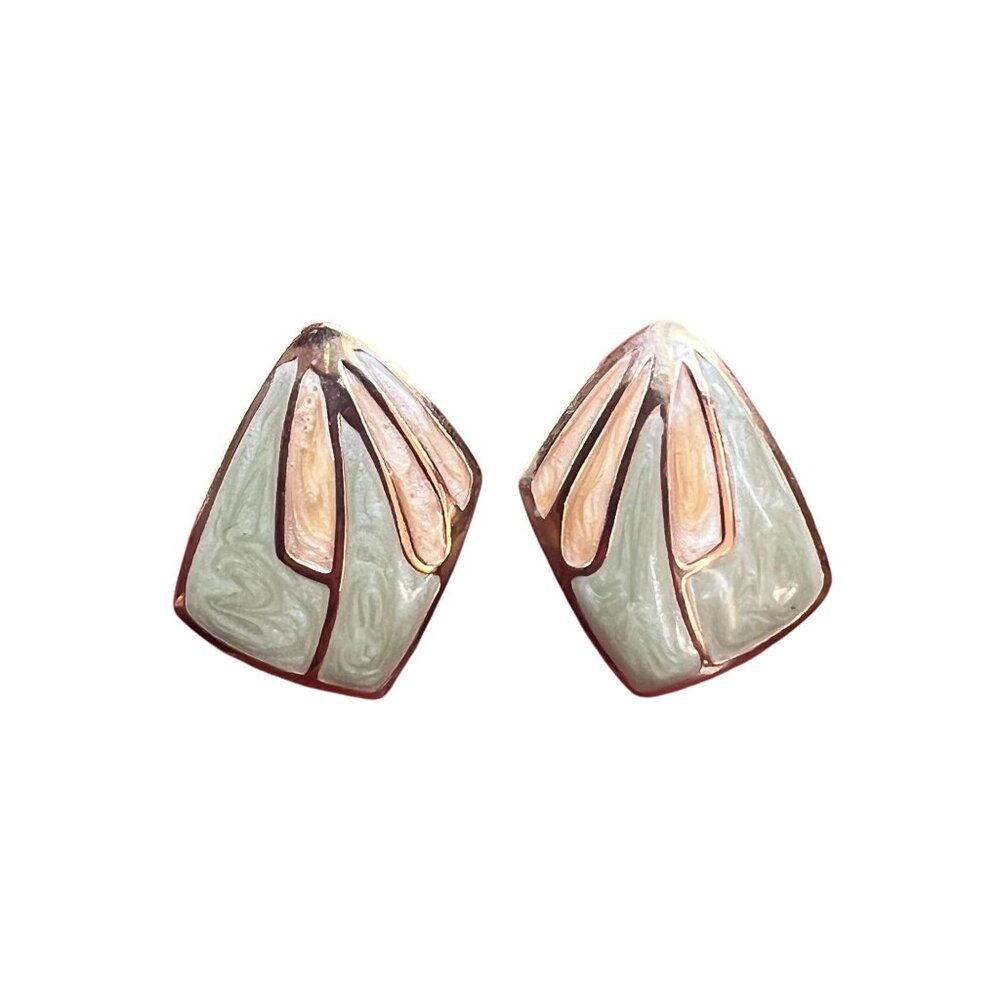 Vintage 80s Green Yellow Earrings